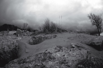 infrared fisheye stormy day