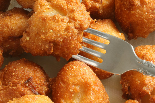 hush puppies with fork