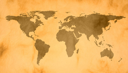world map on vintage paper