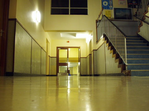 stairwell at night