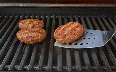 hamburgers on grill