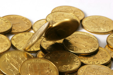 gold coins in motion