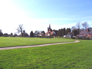 village green in cheshire village of aldford