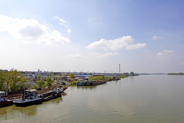 Fototapeta premium barges on river danube