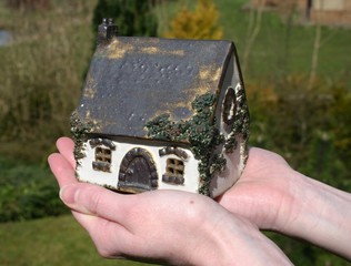 hands holding a house
