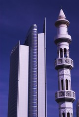 blue mosque and skyscraper - 562641