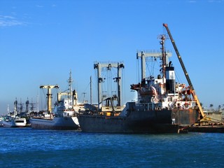 cargo ships docked for loading