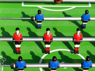 tabletop football with shadows