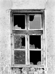 old window in black and white