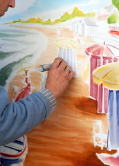 peintre sur vitrine 1