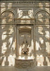 shadows on fountain.  dolmabahce palace, istanbul,