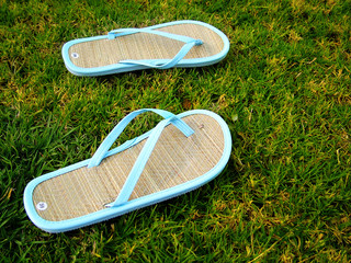 thongs on the grass