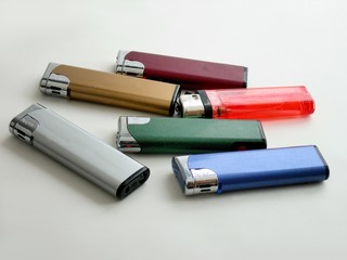 six colourful lighters
