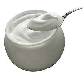 white yogurt with little spoon