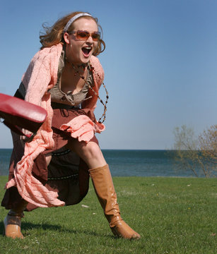 screaming blonde woman