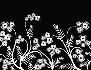Cercles muraux Fleurs noir et blanc élément de conception