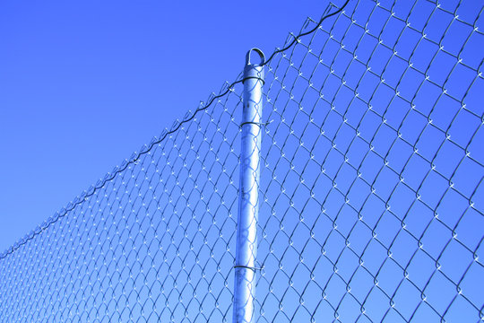 mesh fence with a post