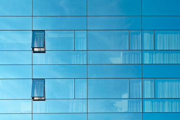 reflection in an office building glass wall