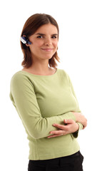 stock photo of a yougn woman wearing headset