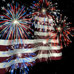 fireworks over us flag 1
