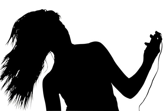 silhouette with clipping path of woman with digita