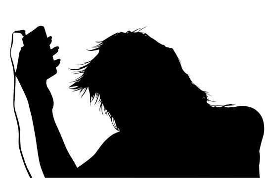 silhouette with clipping path of girl with digital