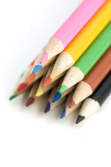 Fototapeta premium coloring pencils in pyramid - shallow dof