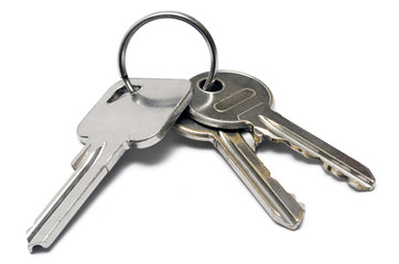 three apartment keys w/ ring