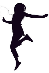 silhouette with clipping path of teen jumping - obrazy, fototapety, plakaty
