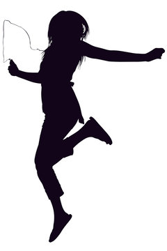 silhouette with clipping path of teen jumping
