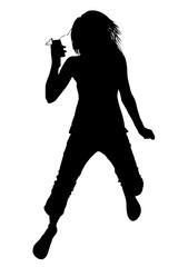 silhouette with clipping path of girl with video m