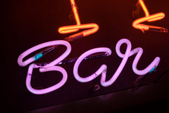 old neon sign "bar"