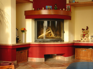 living room with fireplace