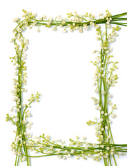 lily of the valley flowers on paper frame border isolated backgr