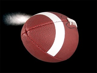 American football isolated on black background