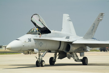 Fototapeta na wymiar F-18 Hornet na wybiegu