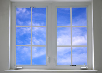 window with blue sky