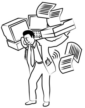 man carrying office equipment