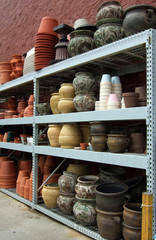 colorful ceramic gardening pots
