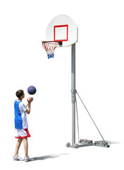 boy training basketball - basket, ball