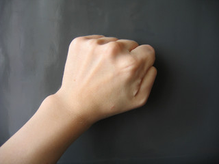hand on gray