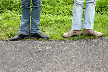 standing legs over track