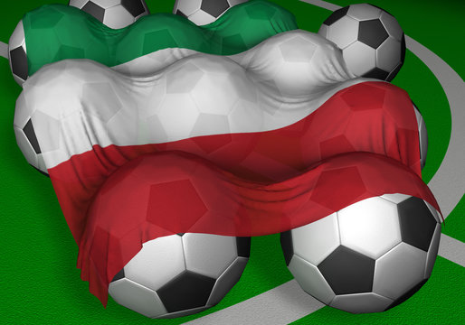 3d-rendering italy flag and soccer-balls