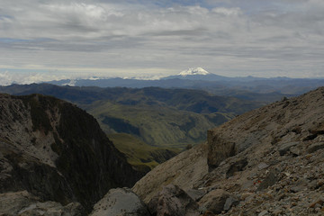 view from volcano cayambe on volcano antisana