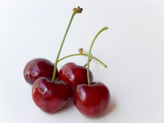 cherries on white