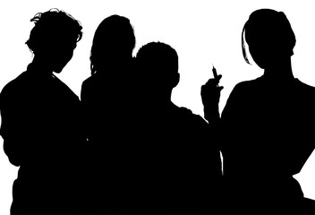 silhouette with clipping path of nurses