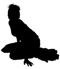 silhouette with clipping path of woman in dress