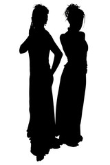 silhouette with clipping path of formal ladies