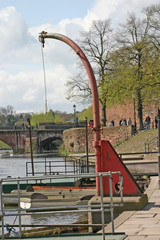 boat hoist on river dee in chester
