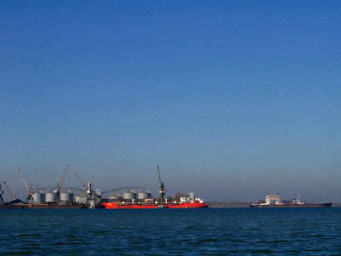 red oil tanker